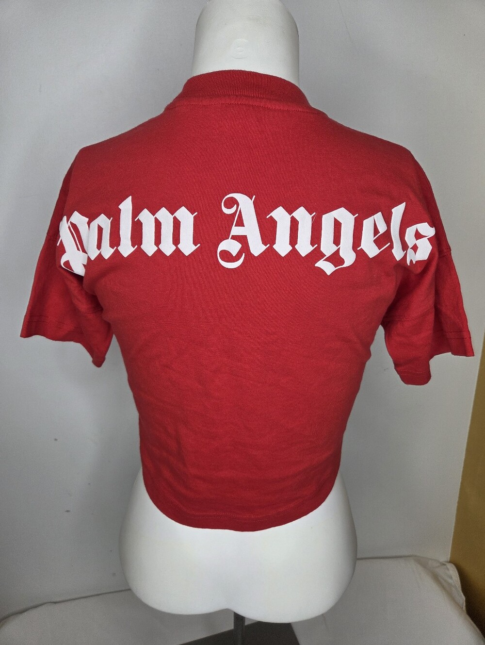 Palm Angels Size 4 Red Cropped Logo Tee